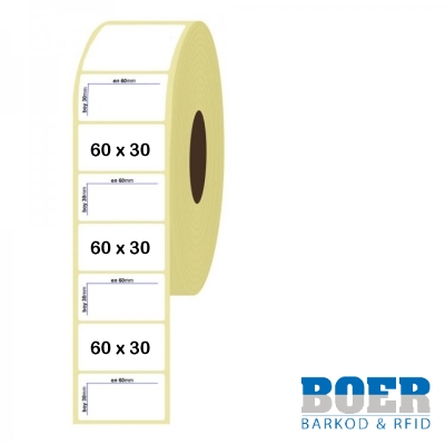 60mm x 30mm Kuşe Etiket